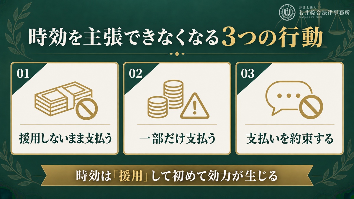 時効が成立していても自動的に支払い義務は消えないを解説する図解