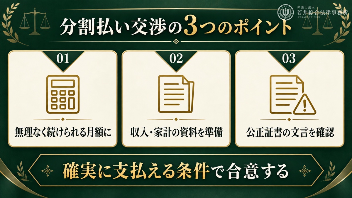 選択肢1：分割払いを交渉するを解説する図解