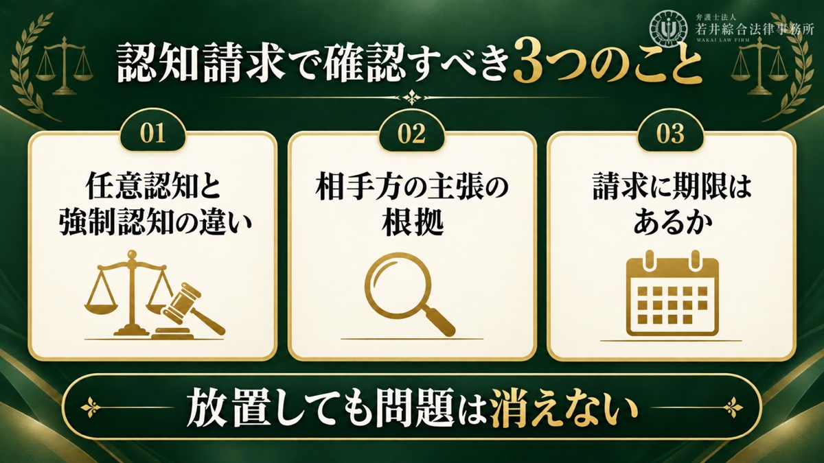 認知の請求を受けたときに確認すべきことを解説する図解