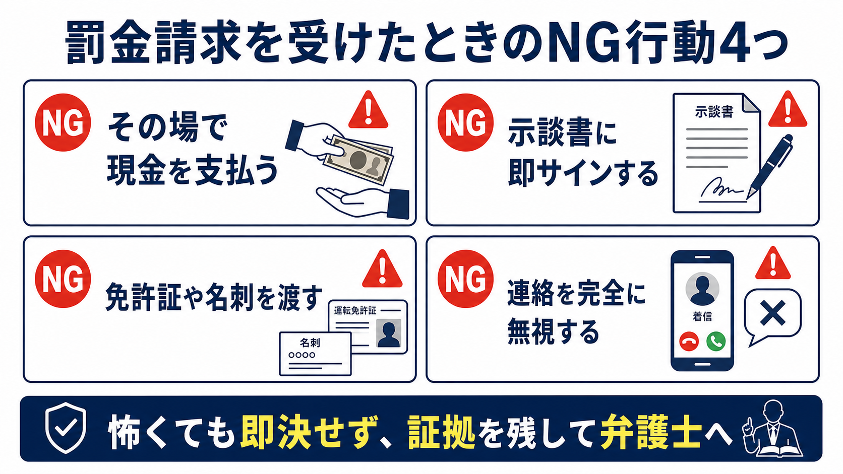 罰金請求を受けたときのNG行動4つ