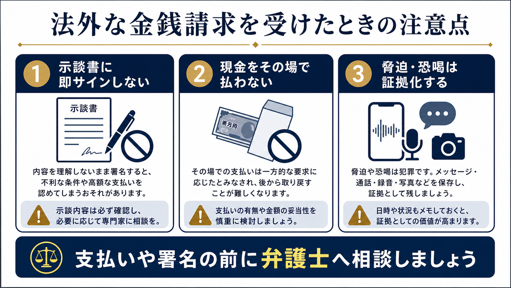 法外な金銭請求を受けたときの注意点