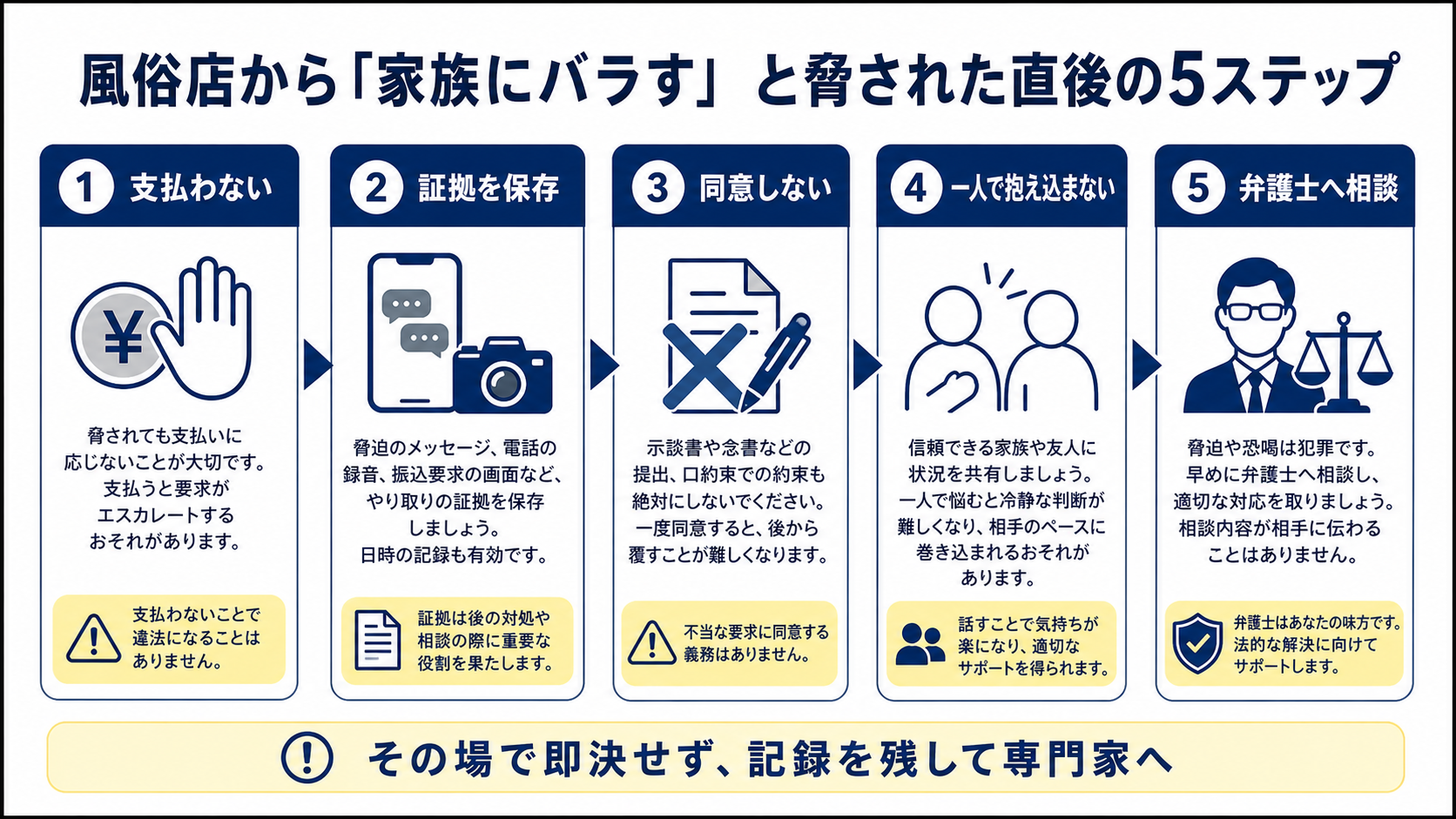 風俗店から家族にバラすと脅された直後の5ステップ