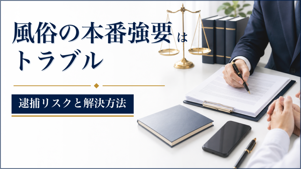 風俗の本番強要トラブルの逮捕リスクと解決方法を示す法律相談イメージ