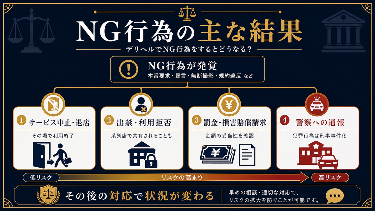デリヘルでNG行為をするとどうなる？を解説する図解