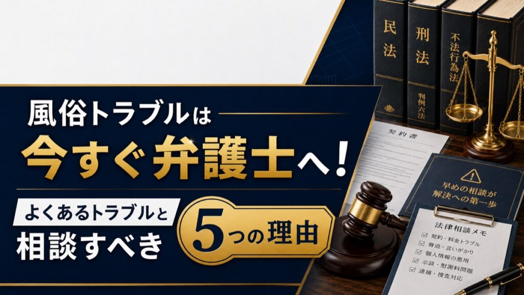 風俗トラブルは今すぐ弁護士へ！よくあるトラブルと相談すべき5つの理由
