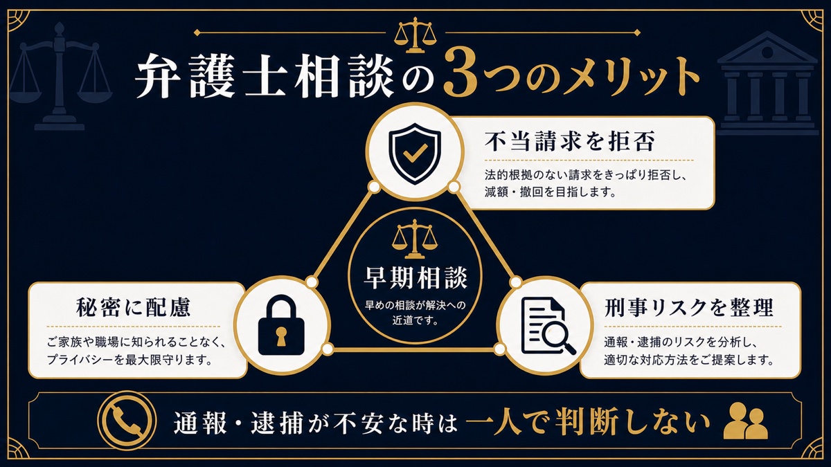 風俗トラブルを弁護士に相談する3つのメリットを整理した文字入り図解