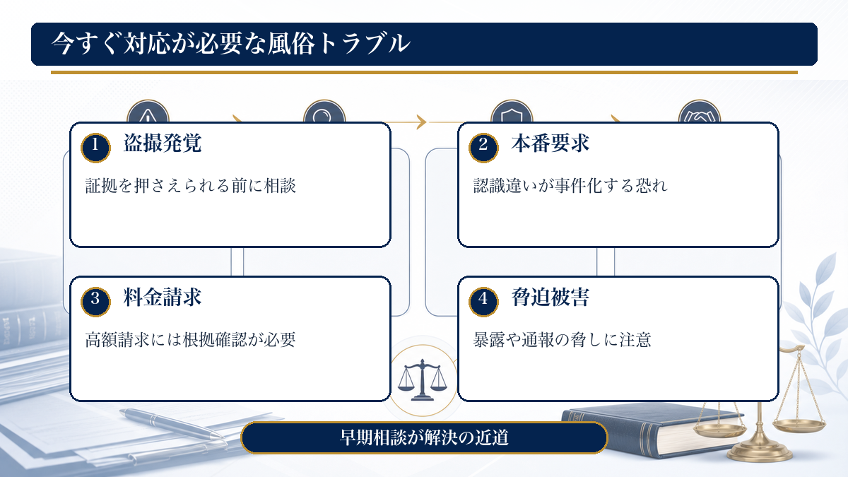 今すぐ対応が必要な風俗トラブル