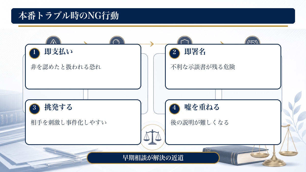 本番トラブル時のNG行動