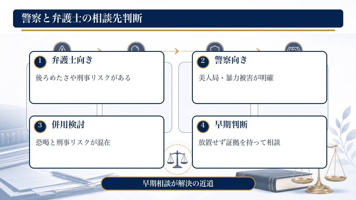 警察と弁護士の相談先判断