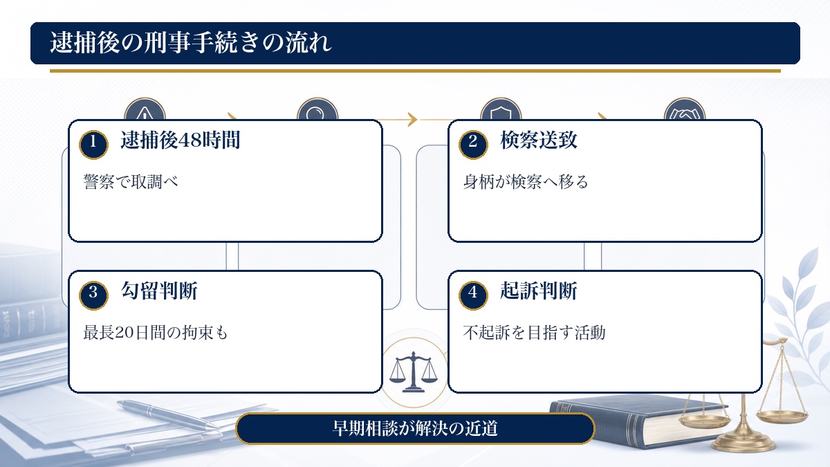 逮捕後の刑事手続きの流れ